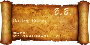 Ballog Bence névjegykártya